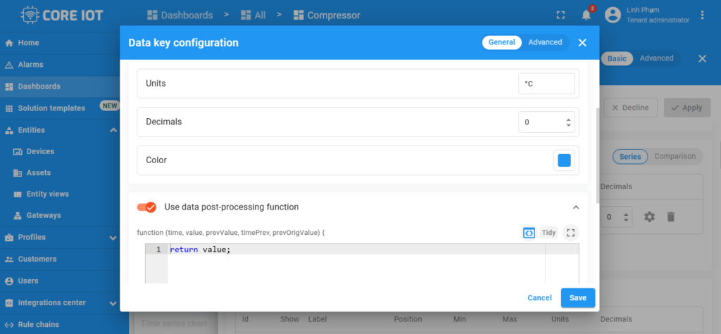 Advanced data key tại Core IoT plarfform