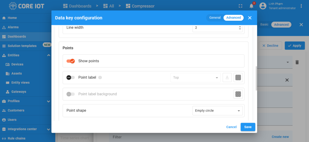 Advanced data key tại Core IoT plarfform