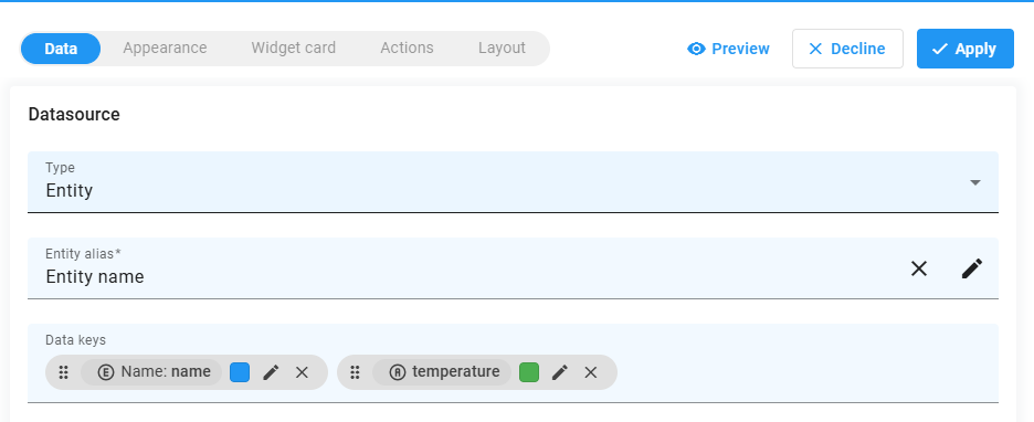 Advanced data key tại Core IoT plarfform